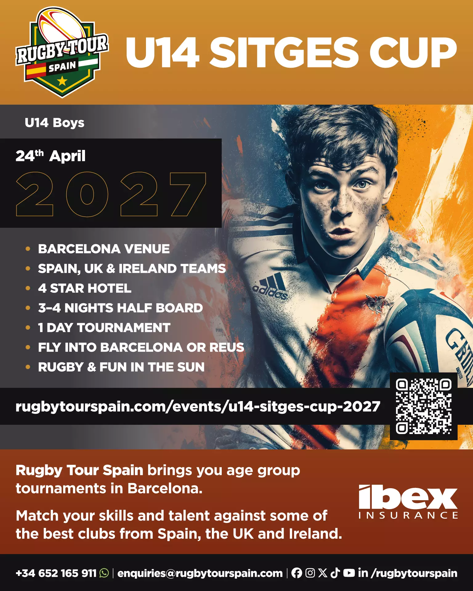 Poster for the U14 Sitges Cup 2027 in Barcelona.