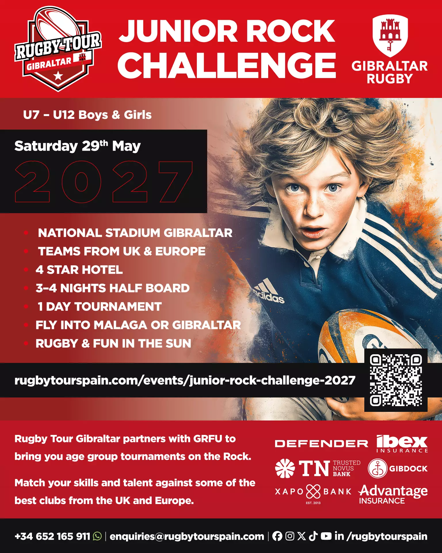 Poster for the Junior Rock Challenge 2027 in Gibraltar.
